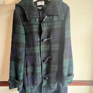 Carven Black Watch Tartan Duffle Coat